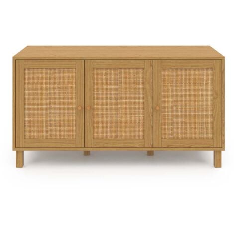 Buffet bas vintage 113 cm HANAE 3 portes effet naturel cannage