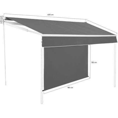 Store banne manuel 4x3 M gris anthracite lambrequin H.1,50 M