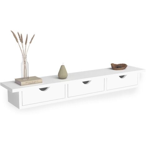 Etagère murale console d'entrée LISE 3 tiroirs blanche