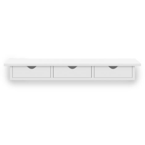 Etagère murale console d'entrée LISE 3 tiroirs blanche