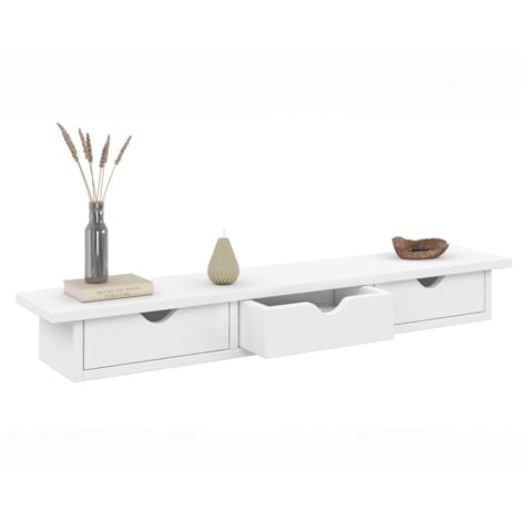 Etagère murale console d'entrée LISE 3 tiroirs blanche