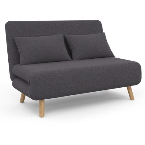 Idmarket – Canapé convertible 2 places tissu gris anthracite – Couchage 120 x 190 cm – Design scandinave – Assise rembourrée et moelleuse (1/5)