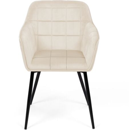 Lot de 2 chaises de salle à manger, fauteuils de table MADY en velours beige