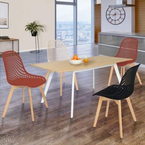 IDMARKET Lot de 4 chaises MANDY mix color noir, terracotta x2, beige