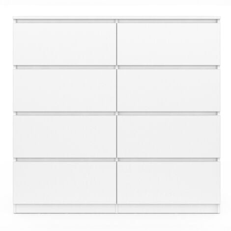 Commode 8 tiroirs TOMI 110 cm bois blanc