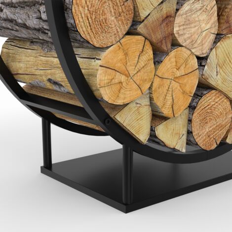 Panier à Bûches Rond En Similicuir Noir - Rangement Pour Bois Ou Déco