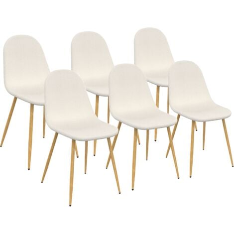 Lot de 6 chaises DARI en tissu bouclette pour salle à manger
