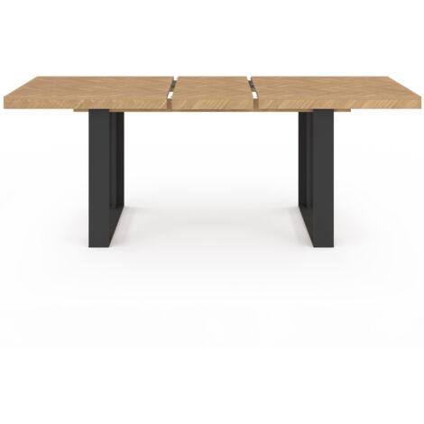 Table à Manger Extensible IDMarket June - Bois Et Noir, 120-160cm, 4-8 Personnes