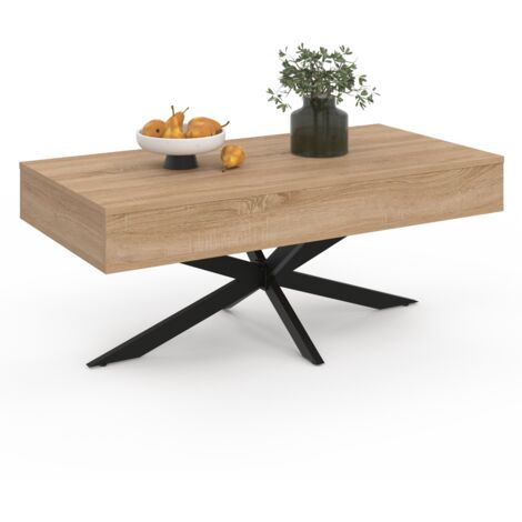 Table Basse En Verre Et Métal Noir, Pieds Spider (araignée) – Bon état, But