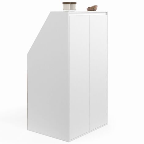 Idmarket – Armoire sous pente 2 portes – Dimensions 60 x 50 x 70/110 cm – Matériau en particules de bois – Coloris blanc moderne - TOMI 60 X