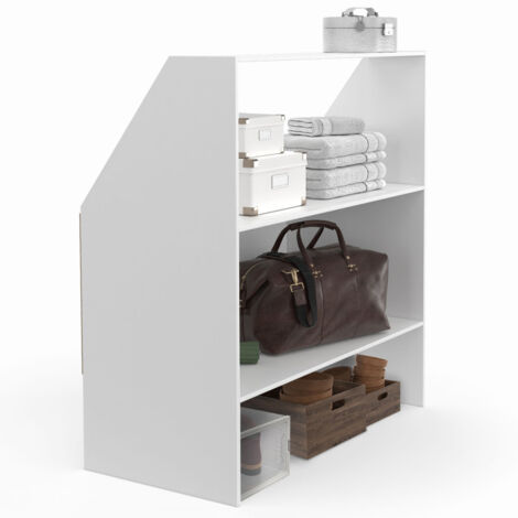 Idmarket – Etagère sous pente 2 niveaux – Dimensions 100 x 50 x 70/110 cm – Matériaux en particules de bois – Coloris blanc moderne - TOMI 100 X