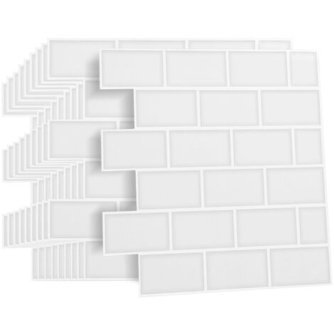 Idmarket – Crédence adhésive murale effet carrelage métro blanc – Lot de 10 plaques 30x30 cm – Résistante à l'eau – Facile à poser et entretenir