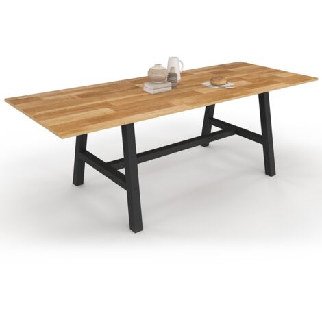 Idmarket – Table extensible rectangle 6-12 personnes – Bois mélaminé et métal noir – Longueur 160-240 cm – Rallonges de 40 cm pour repas conviviaux