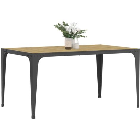 Idmarket – Table à manger extensible rectangle 8 personnes – Bois naturel et métal noir – 150 cm x 90 cm – Style industriel moderne
