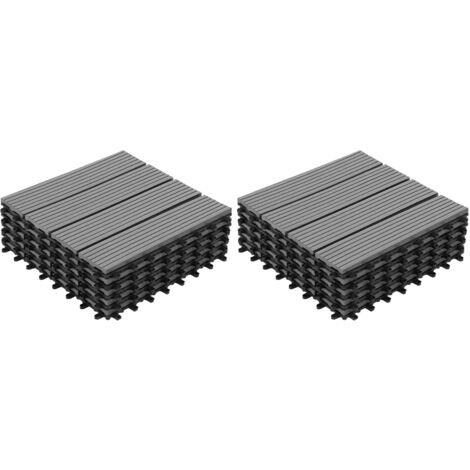Idmarket – Lot de 10 dalles clipsables en bois composite gris 30 x 30 cm – Installation sans outils – Résistant aux intempéries – Facile à entretenir