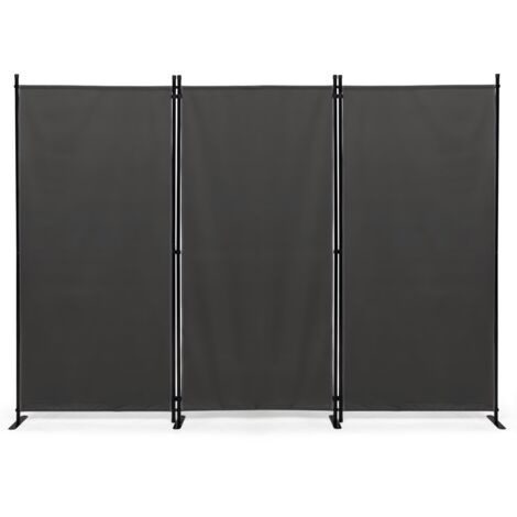 Paravent intérieur et extérieur sur pieds 3 panneaux 250 x 180 cm gris anthracite séparateur store latéral