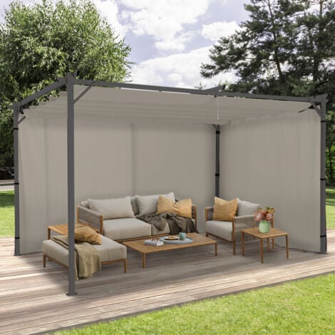 Lot de 2 rideaux pour pergola taupe 3 et 4 M panneaux muraux avec fermeture éclair