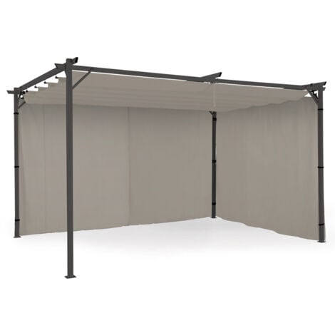 Lot de 2 rideaux pour pergola taupe 3 et 4 M panneaux muraux avec fermeture éclair
