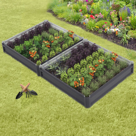 Lot De 2 Carrés Potagers Outsunny 100x50x30 Cm - Acier Ondulé Gris Pour Jardin Surélevé