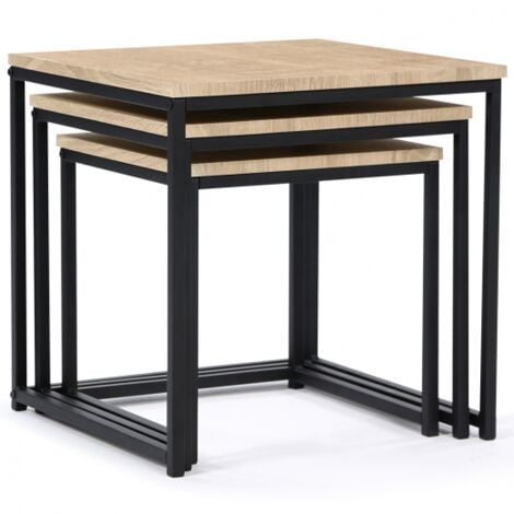 Lot de 3 tables basses gigognes DETROIT 35/40/45 design industriel