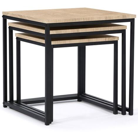Lot De 4 Tables Basses Gigognes Detroit - Design Industriel 35/40/45/50 Cm - Imbricables