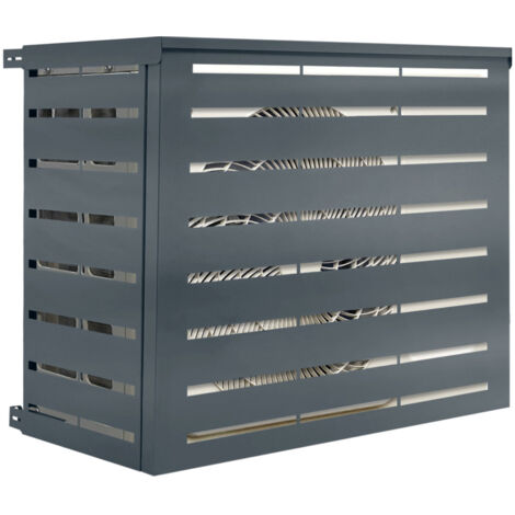 Idmarket – Cache climatiseur métal gris anthracite – Protection extérieure 95 x 50/60 x 80 cm – Installation rapide avec kit de fixation inclus