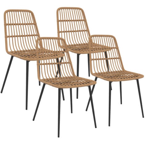 Lot de 4 chaises de jardin SUMMER métal et rotin