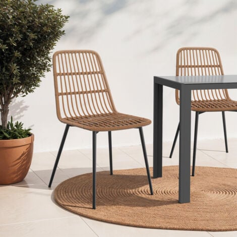 Lot de 4 chaises de jardin SUMMER métal et rotin