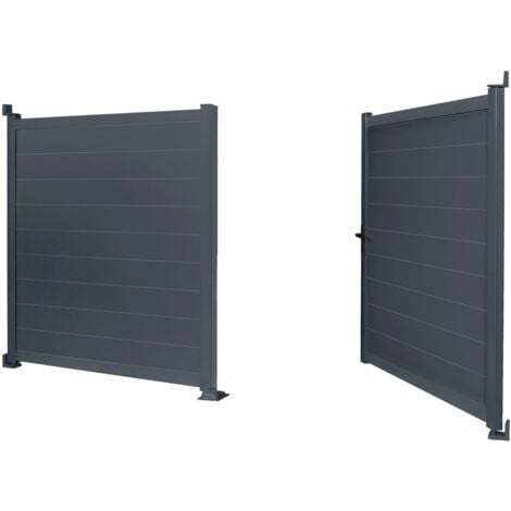 Portail battant 302 x 160 cm en aluminium gris anthracite