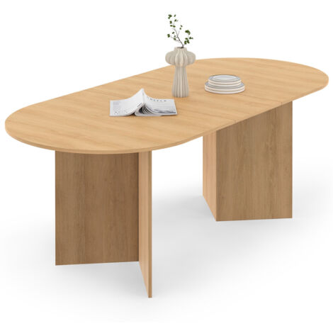 Idmarket – Table à manger extensible ovale – 6 à 10 personnes – Bois MDF – Longueur 160-200 cm – Largeur 90 cm – Hauteur 75 cm
