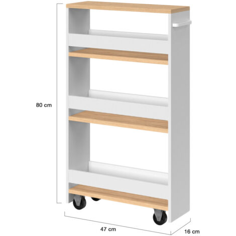 Desserte En Bois SOLDELA - Chariot Gain De Place, Capacité 34 Kg (75 Lbs), Facile à Assembler