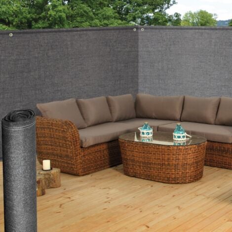 Brise vue renforcé IDMARKET - 1,5 x 10 M - 220 gr/m² - Luxe PRO - Gris