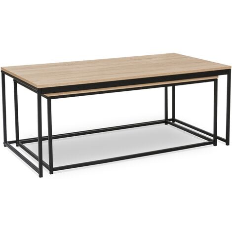 Lot de 2 tables basses gigognes DETROIT 100/113 design industriel