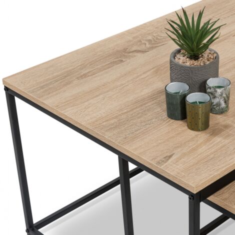 IDMARKET Lot de 2 tables basses gigognes DETROIT design industriel