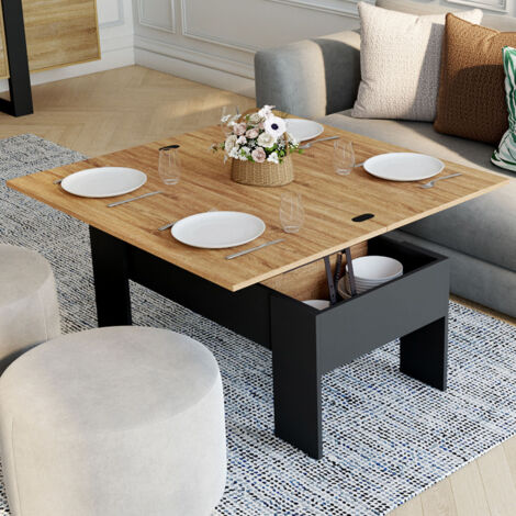 Table Basse Relevable Urbana - Transformable En Table à Manger Ou Bureau - Design Industriel - 100x57cm