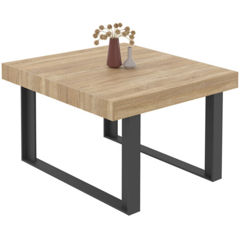 Table à manger carrée PHOENIX 6 personnes bois et noir 120 cm