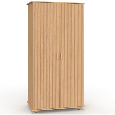 Idmarket – Armoire 2 portes JULIETTE – Dimensions 80x48x167 cm – Penderie 80 cm – 3 étagères de rangement – Coloris chêne moderne