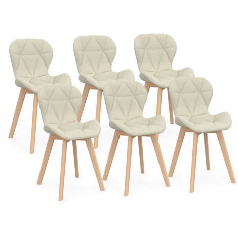 Lot de 6 chaises ROBINE en tissu beige pour salle à manger (1/5)