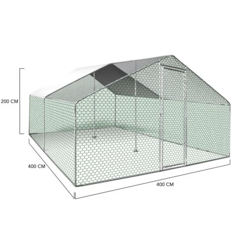 Enclos poulailler 16 m² parc grillagé 4x4 M acier galvanisé
