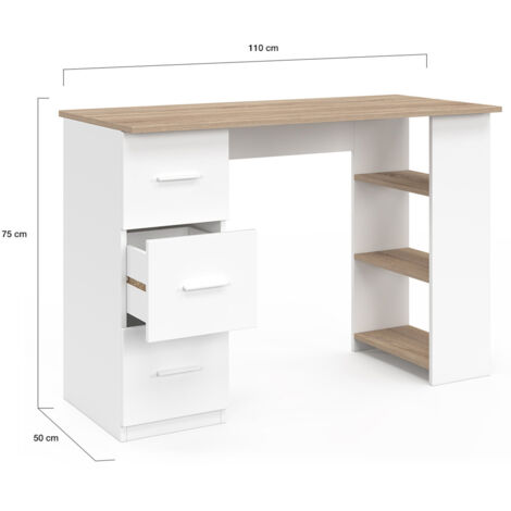 Table de travail avec une étagère SEDIR 154,2x90 cm blanche