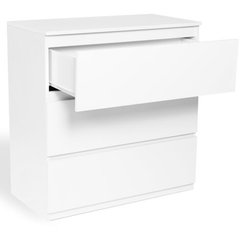 Commode 3 tiroirs TOMI 78 cm bois blanc