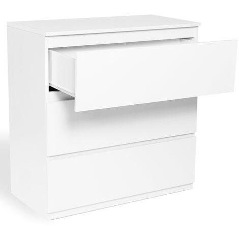 Commode 3 tiroirs TOMI 78 cm bois blanc