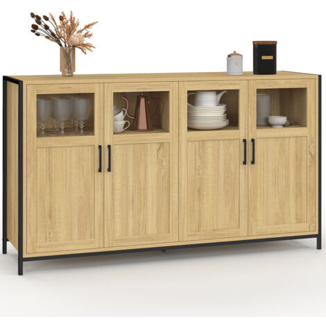 Buffet 4 portes avec vitrines 140cm DETROIT design industriel