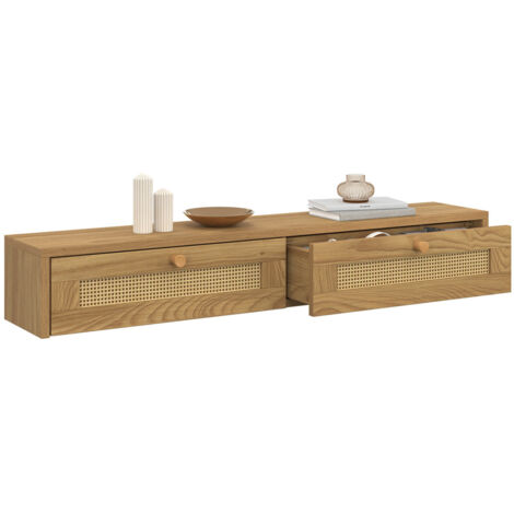 Étagère Murale Console D'entrée LISE - 3 Tiroirs - Blanc - Dimensions 80x15x10 Cm - Neuf