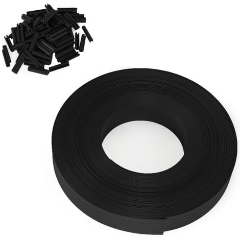 Kit de lamelles occultantes PVC noires L.60 M pour panneau grillagé - Noir