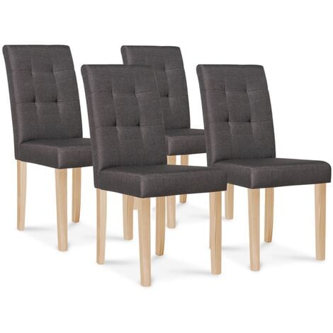 Lot de 4 chaises POLGA capitonnées gris anthracite pour salle à manger
