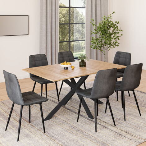 Lot De 6 Chaises MILA En Velours Gris Foncé - Pour Salle à Manger - Neuf Sous Emballage