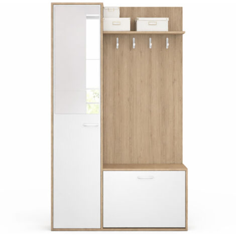 Vestiaire Dentrée Blanc Et Bois