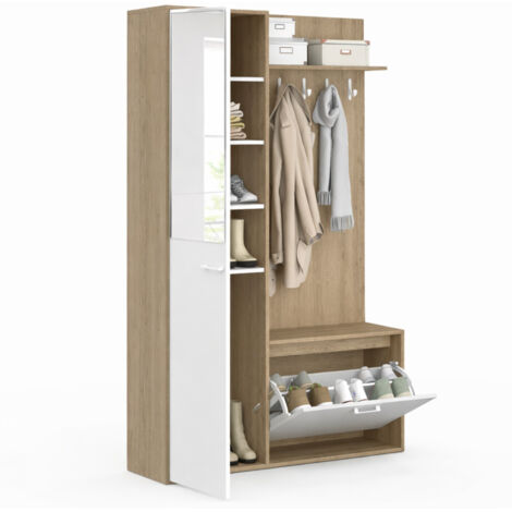 Vestiaire Dentrée Blanc Et Bois