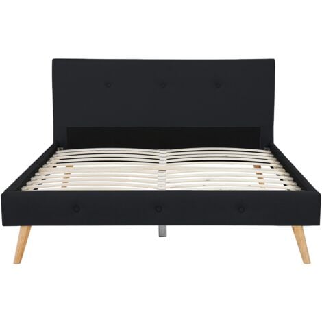 IDMarket Lit Double scandinave Oslo 140x190 cm Tissu Gris